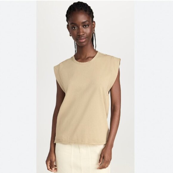 NWT RAG & BONE WOMEN'S KHAKI MIX MEDIA MUSCLE TOP - S - Picture 1 of 12